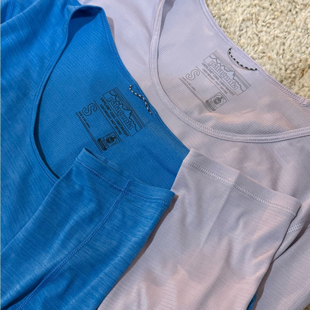 Patagonia Light Blue and Soft Purple Tops